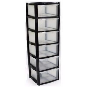 VISS 6 drawer plastic storage tower - 4 colours - strong - home - school