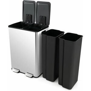 COSTWAY 60L Dual Compartment Trash Can 2 x 30L Trash Bin with 2 Deodorizer Compartments