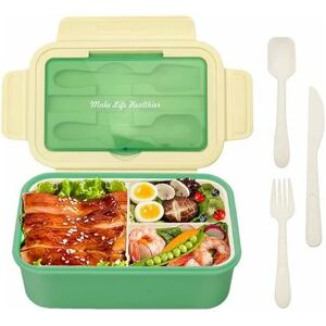 NEIGE Bento Lunch Box, 3 Compartment Leakproof Lunch Boxes, 37oz, bpa Free (Light Green)