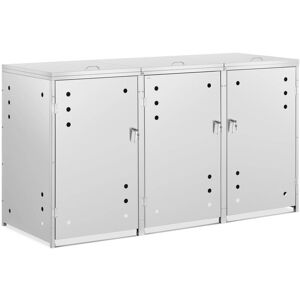 ULSONIX Bin Storage Box, Rubbish Bin Box Bin Cover Stainless Steel 3 x 240 l Lock