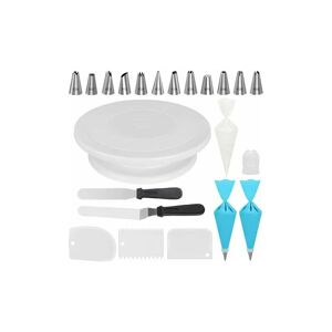 LUNE Cake Decorating Kits Supplies with Cake Turntable, 12 Numbered Cake Decorating Tips, 2 Icing Spatulas, 3 Icing Smoothers, 2 Silicone Piping Bags