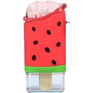 DENUOTOP Creative Ice Cream Plastic Popsicle Drink Water Bottles, Cute Water Bottles with Straws & Shoulder Strap, for Adult Kids Outdoor Camping Sports