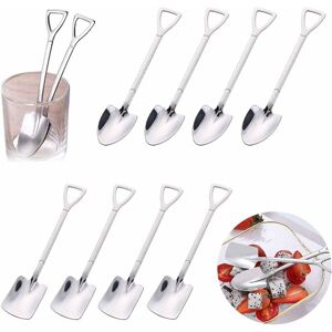 DENUOTOP 8pcs Stainless Steel Scoop Spoon Dessert Spoon Creative Scoop Shaped, Mini Tea Coffee Sugar Spoon Ice Cream Dessert Spoon Watermelon Spoon (Silver)