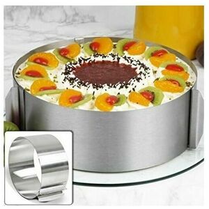 LUNE Dessert Cake Circle Shape Stainless Steel Cookie Cutter Adjustable Ring Adjustable Baking Circle Stretch Cake Circle Round Cake Mold 16 to 30 cm/ 6