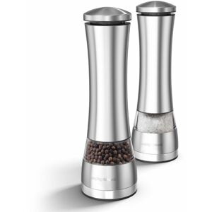 974224 Electronic Salt and Pepper Mill, Stainless Steel, Silver - Morphy