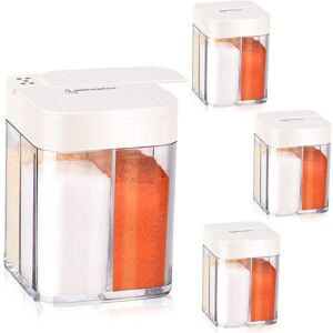 GROOFOO Four in one spice jars, 4 pieces spice jars, pepper shaker, camping spice box, spice container, kitchen spice box, transparent spice container for