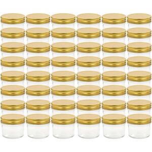 Glass Jam Jars with Gold Lid 48 pcs 110 ml Vidaxl Gold