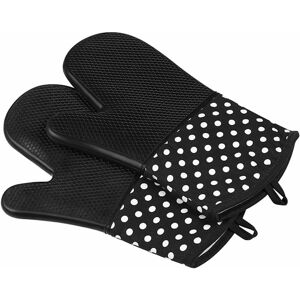 DENUOTOP Gloves and Potholders Kitchen Gloves Heat Resistant Silicone Oven Gloves with Insulating Lining Barbecue bbq Gloves for Cooking Pastry Microwave Oven