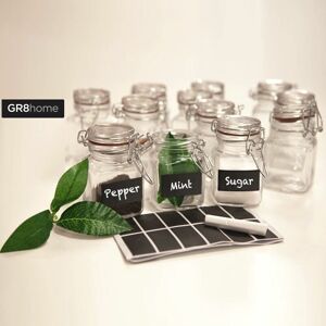 GR8 HOME GR8Home 12 x Mini Clip Top Airtight Seal Food Spice Storage Preserve Glass Jars - Clear