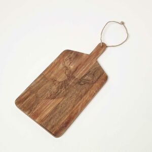 Homescapes - Etched Stag Mango Wood Chopping Board, 50 x 25cm - Natural