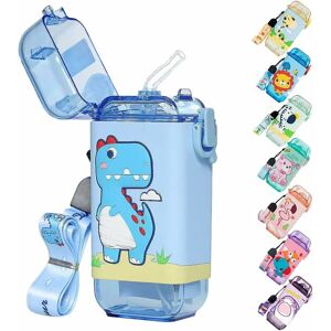 DENUOTOP Kids Water Bottle with Straw bpa Free Water Bottles with Leak Proof Lids and Shoulder Strap Baby Sippy Cups Girls Boys for School Portable Reusable