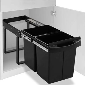 Kitchen Cupboard Pull-out Dustbin Soft-Close 48 l Vidaxl Black