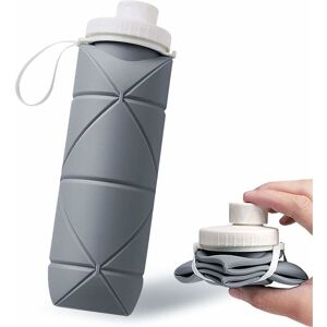 Langray - Silicone Water Bottle Collapsible Water Bottles, 20oz Foldable Water Bottle bpa Free for Travel, Hiking and Gym (Gray)