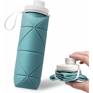 LangRay Silicone Water Bottle Collapsible Water Bottles, 20oz Foldable Water Bottle BPA Free for Travel, Hiking and Gym (Green)