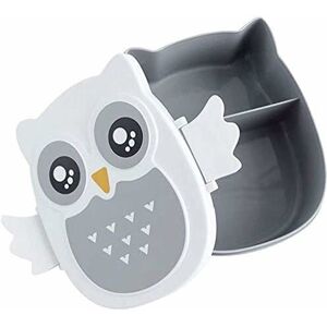 Lunch Box with Divider 2 Compartments Lunch Box with Divider Boys Girls Cartoon Owl Tin Breakfast Box Lightweight Portable Bento Box (Grey) Denuotop