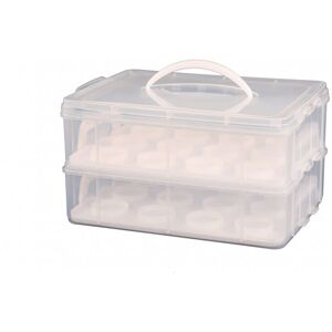 2 Tier Cupcake Cake Holder Portable Storage Carrier Box - Oypla