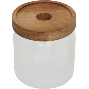 500ml Round Clear Glass Jar With Acacia Wood Lid For Storage Multipurpose Stylish Lightweight Removable Lid w9 x d9 x h11cm - Premier Housewares