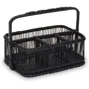 Premier Housewares - Black Rattan and Bamboo Caddy Basket