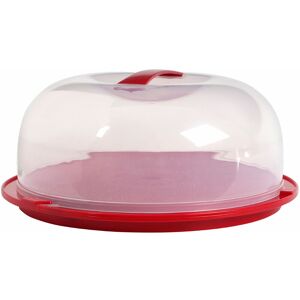Premier Housewares - Cake Storage Container with Dome Lid Red/ White Cake Holder with Handles Plastic Cake Caddy Carriers / Containers W29 x D29 x H12