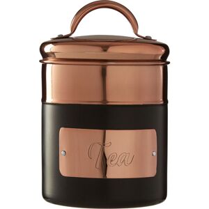 Premier Housewares - Charcoal / Copper Tea Canister Stainless Steel Airtight Jar Round Lid With Handle Kitchen /Storage Jars Canister For Tea And Tea