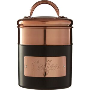 Premier Housewares - Charcoal/Copper Coffee Canister Stainless Steel Airtight Jar Round Lid With Handle Kitchen Storage Jars Canister For Sugar