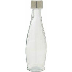 Premier Housewares - Clear Glass Bottle with Brushed Finish Metal Lid 0.55 Litre Glass Milk / Juices / Drinks Drinking Bottle Scratch Proof Sturdy