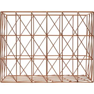 Premier Housewares - Copper Finishing Rectangular Wire Basket Storage Solution For Pantry Kitchen Closet Bathroom Metal Basket With Contemporary