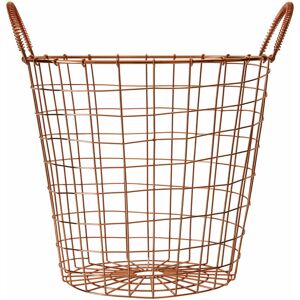 Premier Housewares - Copper Finishing Round Wire Basket With Handles Storage Solution For Pantry Kitchen Closet Bathroom Metal Basket With