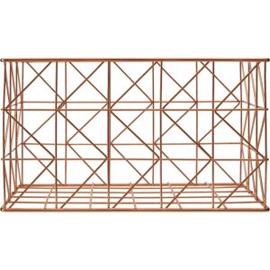 Premier Housewares Copper Finishing ZigZag Wire Basket Storage Solution For Pantry Kitchen Closet Bathroom Metal Basket With Contemporary Design 17 x