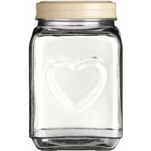 Premier Housewares - Glass Round Storage Jar 2200ml Multipurpose Stylish Heart DesignLightweight Removable Lid Airtight w13 x d13 x h21cm