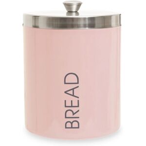 Premier Housewares - Light Pink Enamel Bread Bin Storage Canister Jar For Kitchen Airtight with Removable Silver Lid Minimal w22 x d22 x h30cm