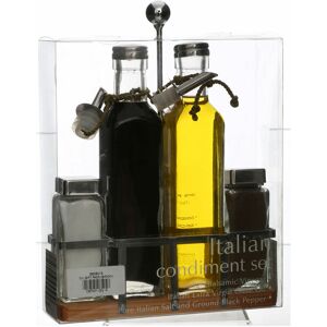 Premier Housewares - Oil Gift Pack/ 4 Bottles Of Glass/ 2 Big 2 Small Contemporary Design Glass Bottles for Holding Oil Liquid Sauces Daily Use