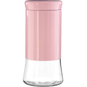 Premier Housewares - Pink Steel Wrap Glass Round Storage Jar - 1500ml Multipurpose Stylish Lightweight Removable Lid Airtight w12 x d12 x h24cm