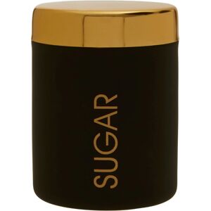 Premier Housewares - Sugar Canister / Black Storage Canister Food Storage Jars Gold Metallic Lid Sugar Lettering Black and Gold Kitchen Storage Jar