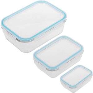 Kit of 3 rectangular airtight glass food containers of 330, 800 and 1730ml - Primematik