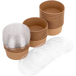 Kraft cardboard salad bowls with recyclable plastic lid 750mL, 25 pcs. - Primematik