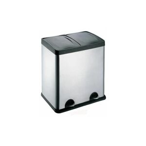 Recycling Bin with Lids for Kitchens / 60 Litre Capacity / 2 Compartments Waste Separation (60L) - Silver - Evre