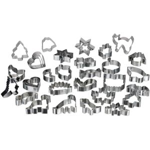 Cookie Cutter, Set of 36, for Every Season, Biscuit Mould, for Baking, Various Shapes, Stainless Steel, Silver - Relaxdays