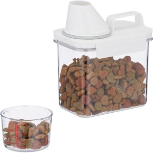 Relaxdays Food Storage Box, with Measuring Jug, Airtight Lid, 1.1 Litres, Dry Food, Muesli, Washing Powder, Transparent