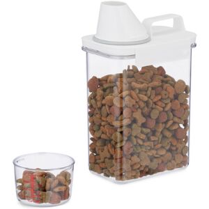 Food Storage Box, with Measuring Jug, Airtight Lid, 1.8 Litres, Dry Food, Muesli, Washing Powder, Transparent - Relaxdays