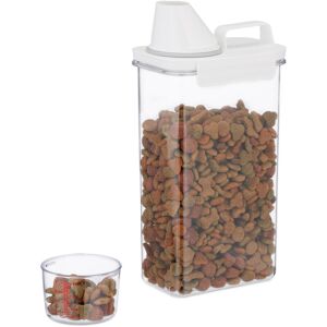 Food Storage Box, with Measuring Jug, Airtight Lid, 2.3 Litres, Dry Food, Muesli, Washing Powder, Transparent - Relaxdays