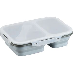 Lunch box, 2 compartments, foldable, microwave-safe, airtight, silicone, lunch box with cutlery, food box, grey - Relaxdays