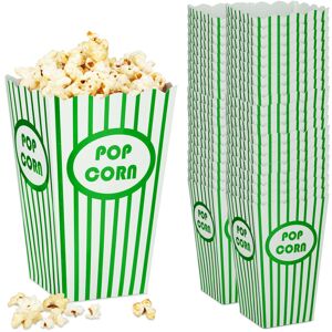 Relaxdays Popcorn Bags, Set of 48, Striped, Retro Look, Cinema, Movie Night Accessory, Cardboard, Container, Green/White