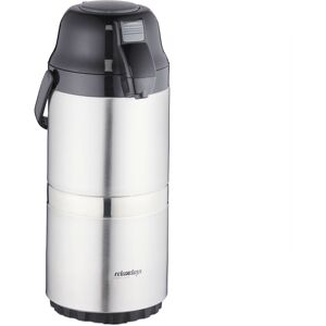 Pump Jug 3 l, for Coffee, Pump Head, Push Button, Office, Gastronomy, Stainless Steel, Plastic, Silver/Black - Relaxdays