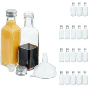 Small Bottles, Set of 20, 50 ml, Glass Bottles for Filling, Screw Cap & Cork, Mini Bottles, Transparent/Silver - Relaxdays