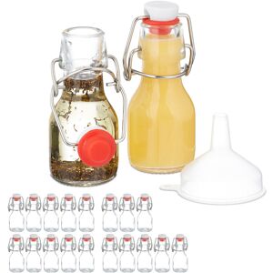 Small Bottles, Set of 20, 50 ml, Glass Bottles for Filling, Swing Top Stoppers, Mini Bottles, Transparent - Relaxdays