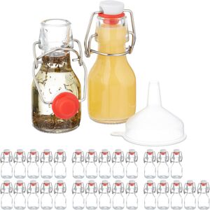 Small Bottles, Set of 30, 50 ml, Glass Bottles for Filling, Swing Top Stoppers, Mini Bottles, Transparent - Relaxdays