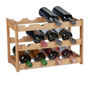 Wine Rack, Horizontal Storage for 12 Bottles, Bamboo, HxWxD: 30 x 45 x 23.5 cm, Home, Kitchen & Bar, Natural - Relaxdays