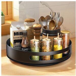 Rhafayre - Rotating Spice Rack, 12' Turntable Rotating Spice Rack Organizer for Closet Pantry Kitchen Counter Fridge Desk Turntable Organizer Steel