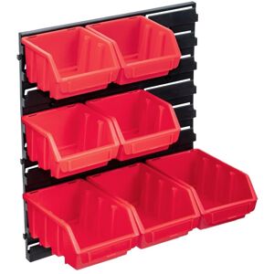 BERKFIELD HOME Royalton 8 Piece Storage Bin Kit with Wall Panel Red and Black